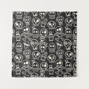Sketchy Black Skull Naadloze Wallpaper Wandkleed