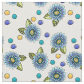 Sketchy Blue Flower Stof (Close Up)