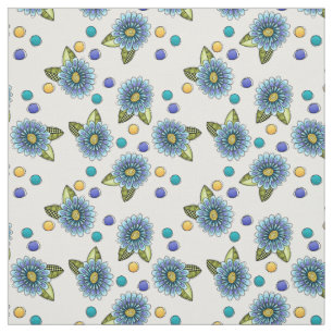 Sketchy Blue Flower Stof