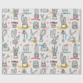 Sketchy Cacti Delight Cadeaupapier (Vlak)