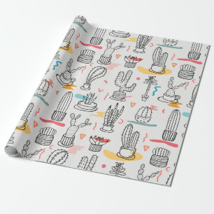 Sketchy Cacti Delight Cadeaupapier