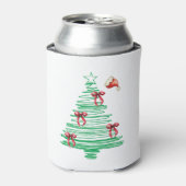 sketchy christmas tree with red bow and santa hat blikjeskoeler (Blikje Voorkant)