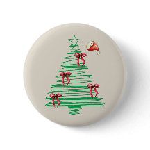 sketchy christmas tree with red bow and santa hat