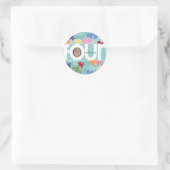 Sketchy Flowers 4th Birthday Sticker (Tas)