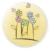 Sketchy Flowers Ceramic Pull of Knob Keramische Knop (Voorkant)