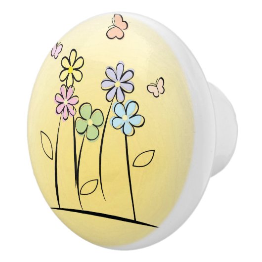 Sketchy Flowers Ceramic Pull of Knob Keramische Knop (Rechts)