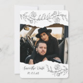 Sketchy Flowers en Geript Papier Opslagdatum Kaart (Voorkant)