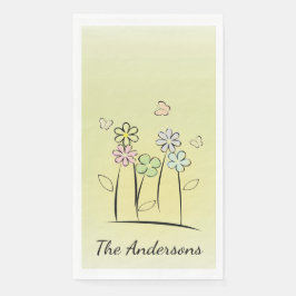 Sketchy Flowers Floral Guest Towel Napkins Servet