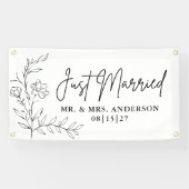 Sketchy Flowers Just Married Car Banner (Horizontaal)