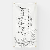 Sketchy Flowers Just Married Car Banner (Verticaal)