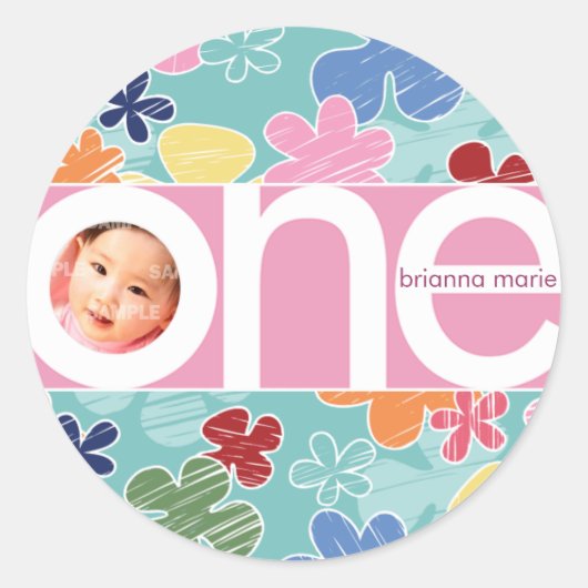 Sketchy Flowers Nummer Sticker (Voorkant)