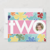 Sketchy Flowers Second Birthday Invitation Kaart (Voorkant)