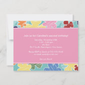 Sketchy Flowers Second Birthday Invitation Kaart (Achterkant)