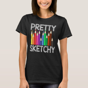 Sketchy Fun Art gekleurde penencils artiesten T-shirt