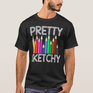 Sketchy Fun Art gekleurde penencils artiesten T-shirt
