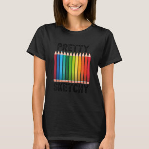 Sketchy Fun Colored Pencils Artiesten T-shirt