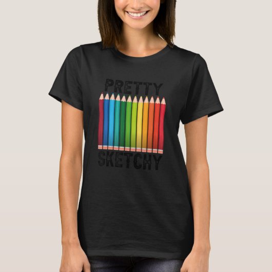  Sketchy Fun Colored Pencils Artiesten T-shirt (Voorkant)