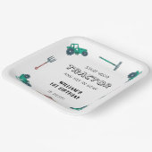 Sketchy Green Tractor Boerderij Boy Verjaardag Papieren Bordje (Gebogen)