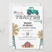 Sketchy Green Tractor Boerderij Windmill 1e Verjaa Kaart (Voorkant)