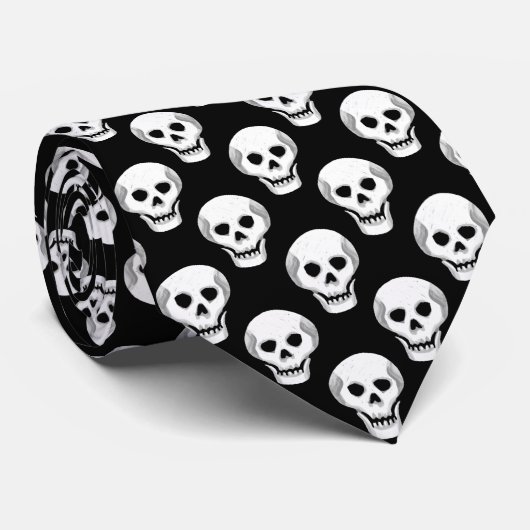 Sketchy Halloween Skull Pattern Stropdas (Opgerold)