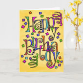 Sketchy Happy Birthday Kaart (Gele Bloem)