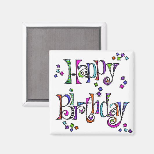 Sketchy Happy Birthday Magneet (Voorkant / Achterkant)