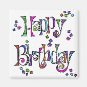 Sketchy Happy Birthday Magneet (Voorkant)
