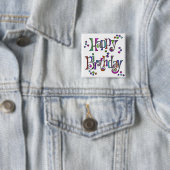 Sketchy Happy Birthday Vierkante Button 5,1 Cm (In situ)