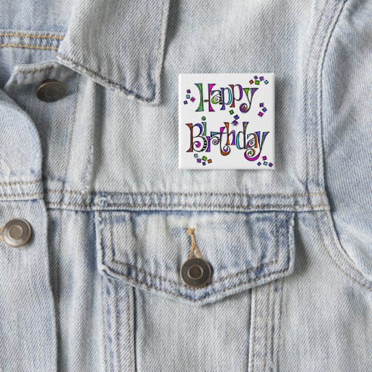 Sketchy Happy Birthday Vierkante Button 5,1 Cm (In situ)