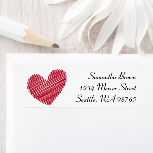 Sketchy Heart Return-adreslabels Etiket (Insitu)