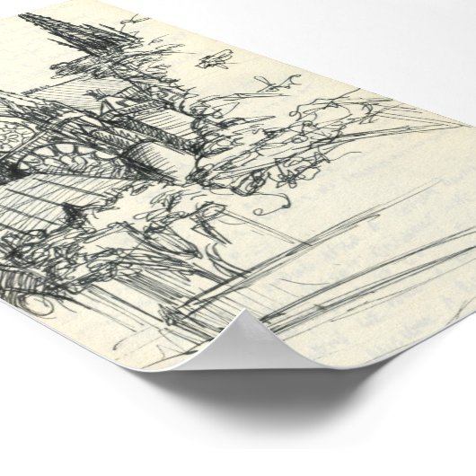 Sketchy in Parijs: Notre Dame Poster (Hoek)