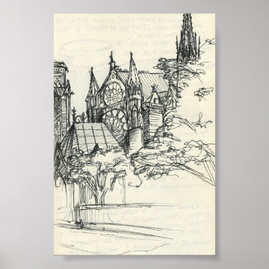 Sketchy in Parijs: Notre Dame Poster (Voorkant)