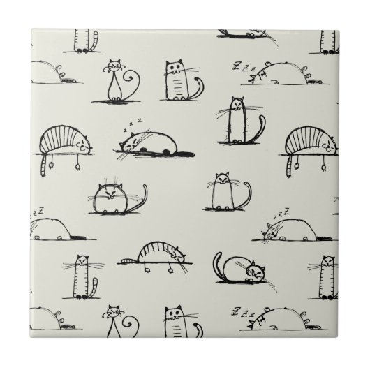 Sketchy-katten Tegeltje (Voorkant)