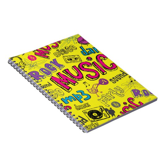 Sketchy Music Doodles Naadloze Achtergrond Notitieboek (Rechterzijde)