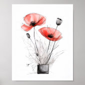 Sketchy Poppy Art Poster (Voorkant)