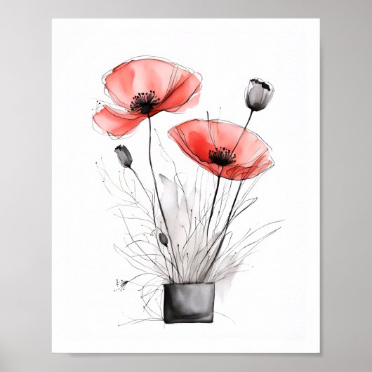 Sketchy Poppy Art Poster (Voorkant)