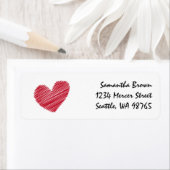 Sketchy Red Heart Return-adreslabels Etiket (Insitu)