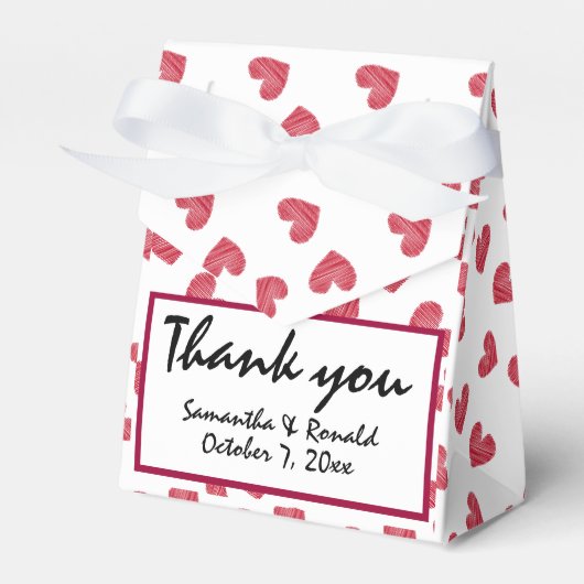 Sketchy Red Heart Weddenbox Bedankdoosjes (Voorkant Zijde)
