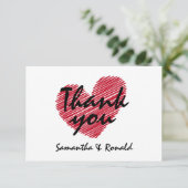 Sketchy Red Heart Weddenschap Hartelijk dank Bedankkaart (Staand voorkant)