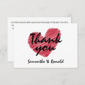 Sketchy Red Heart Weddenschap Hartelijk dank Bedankkaart (Voorkant / Achterkant)