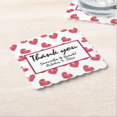 Sketchy Red Heart Wedding Kartonnen Onderzetters (Gebogen)