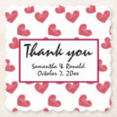 Sketchy Red Heart Wedding Kartonnen Onderzetters (Voorkant)