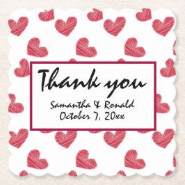 Sketchy Red Heart Wedding Kartonnen Onderzetters