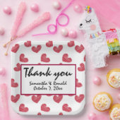 Sketchy Red Heart Wedding Papieren Bordje (Feest)