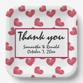 Sketchy Red Heart Wedding Papieren Bordje