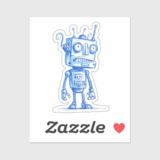 Sketchy Robot Sticker — Eigenzinnig handgetekend o