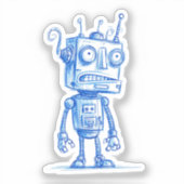 Sketchy Robot Sticker — Eigenzinnig handgetekend o (Voorkant)