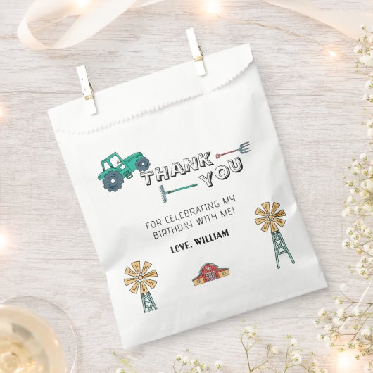 Sketchy Rustic Tractor Boerderij Windmill Boy Verj Bedankzakje (Geknipt)