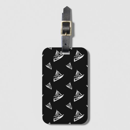 Sketchy Sailboat Pattern Bagagelabel (Voorkant (verticaal))