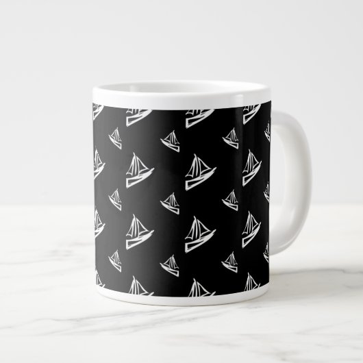 Sketchy Sailboat Pattern Grote Koffiekop (Voorkant rechts)